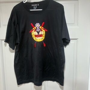 Escada WomenT-Shirt size 10 Black with Embroidered Graphic‎ Short Sleeves Casual